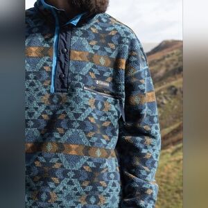 Columbia Helvetia Half Snap Fleece Canyon Blue Blanket Print Size-XXL